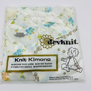 Vintage Newborn Baby Devknit Knit Kimono Bunny Elephant Flowers RARE
